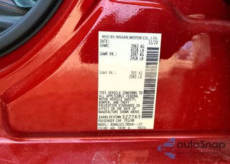 2021 Nissan Altima 2.5 Sr из США, поврежденный, VIN 1N4BL4CV5MN327765